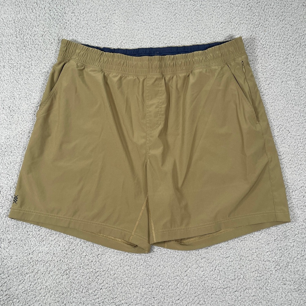 Rhone Mako Shorts Mens XXL Khaki Brown 7" Gym Training Running Hybrid Swim Beach